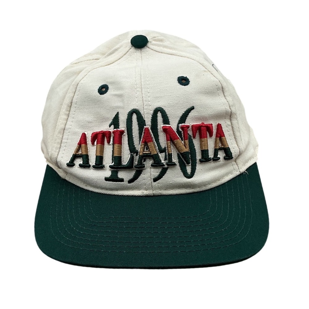 Vintage 1996 Atlanta Olympics Hat Eastport Snapback Cream Green Centennial Games